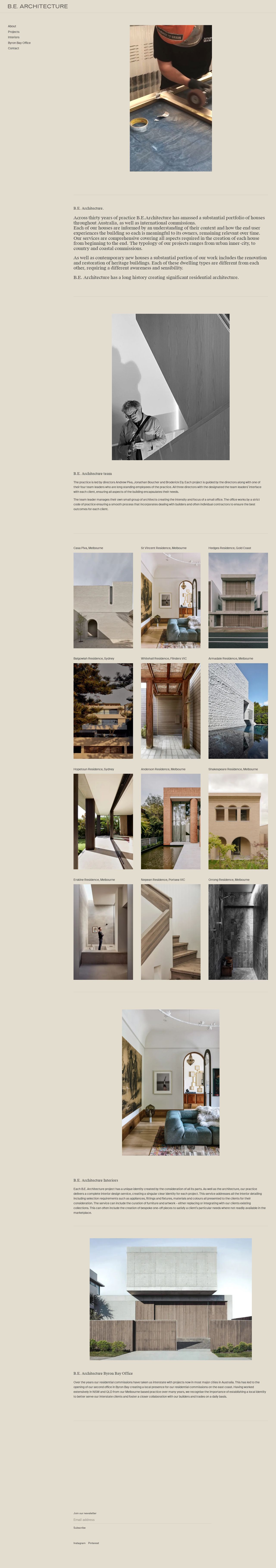 b.e. Architecture Pty Ltd website