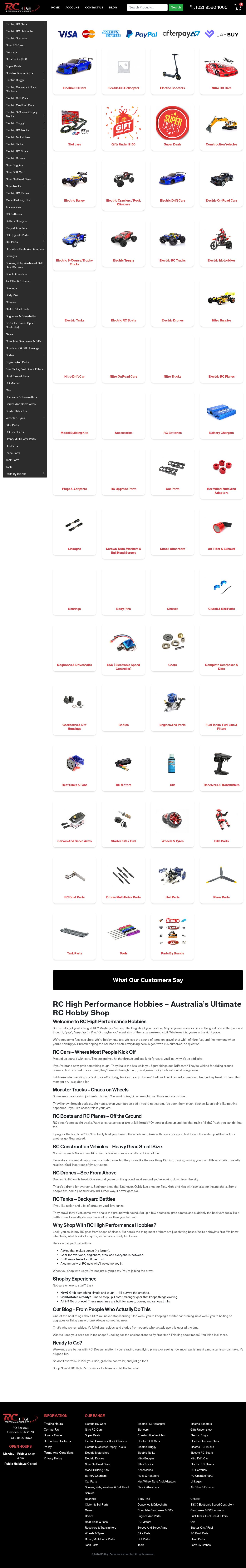 RC High Performance Hobbies website
