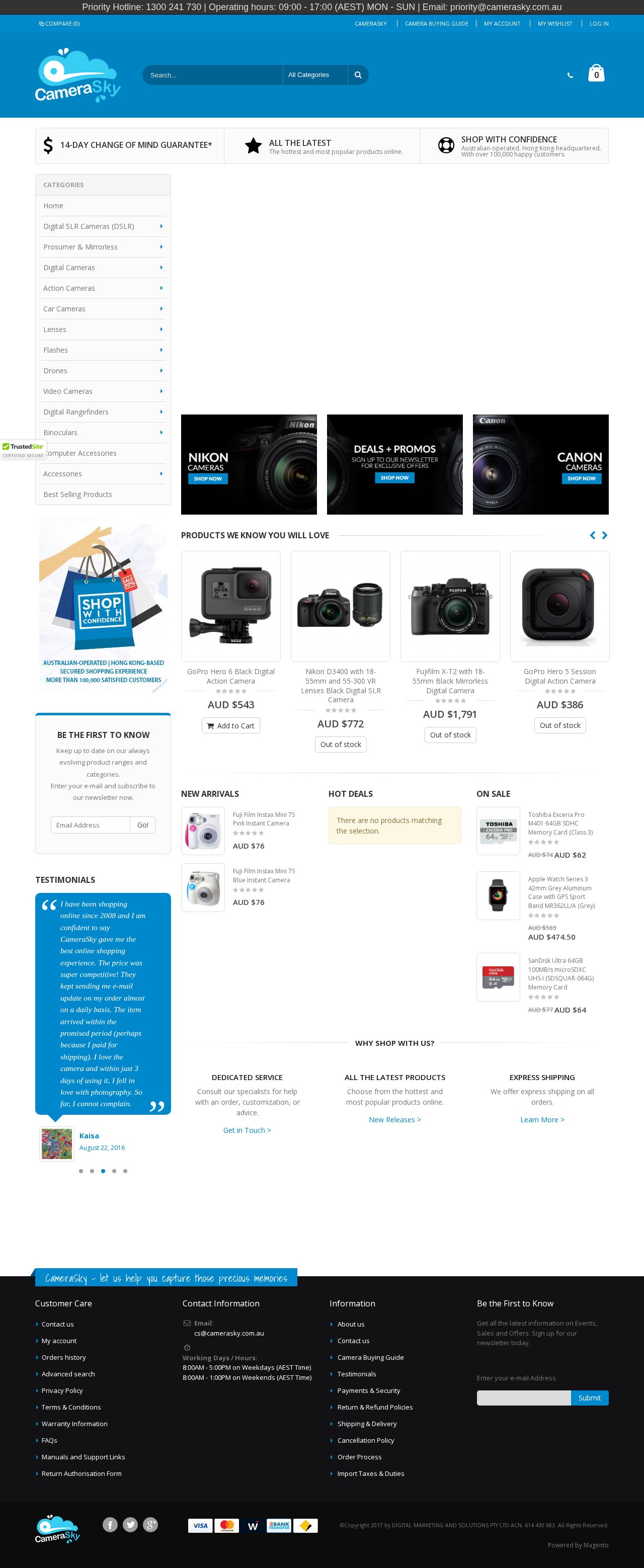 CameraSky Australia - Professional & Fun Camera Store website