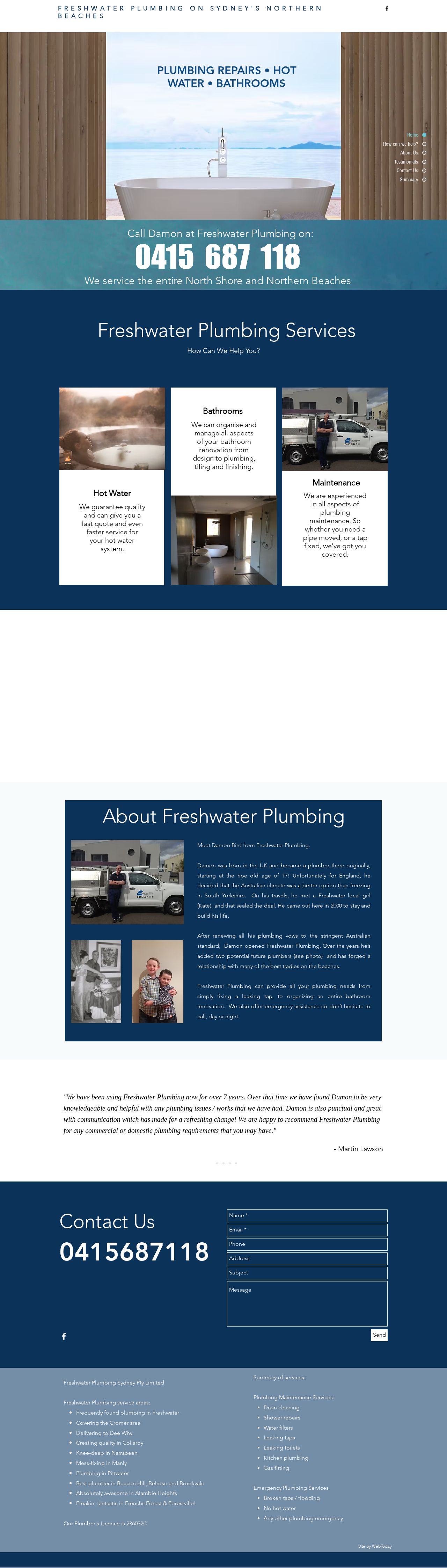 Fresh Water Plumbing website