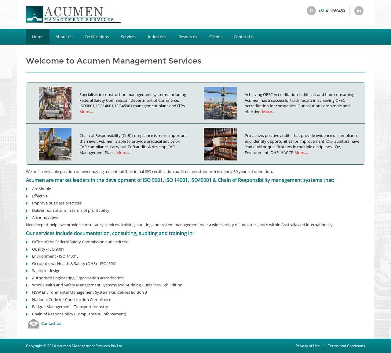Acumen Management Services website
