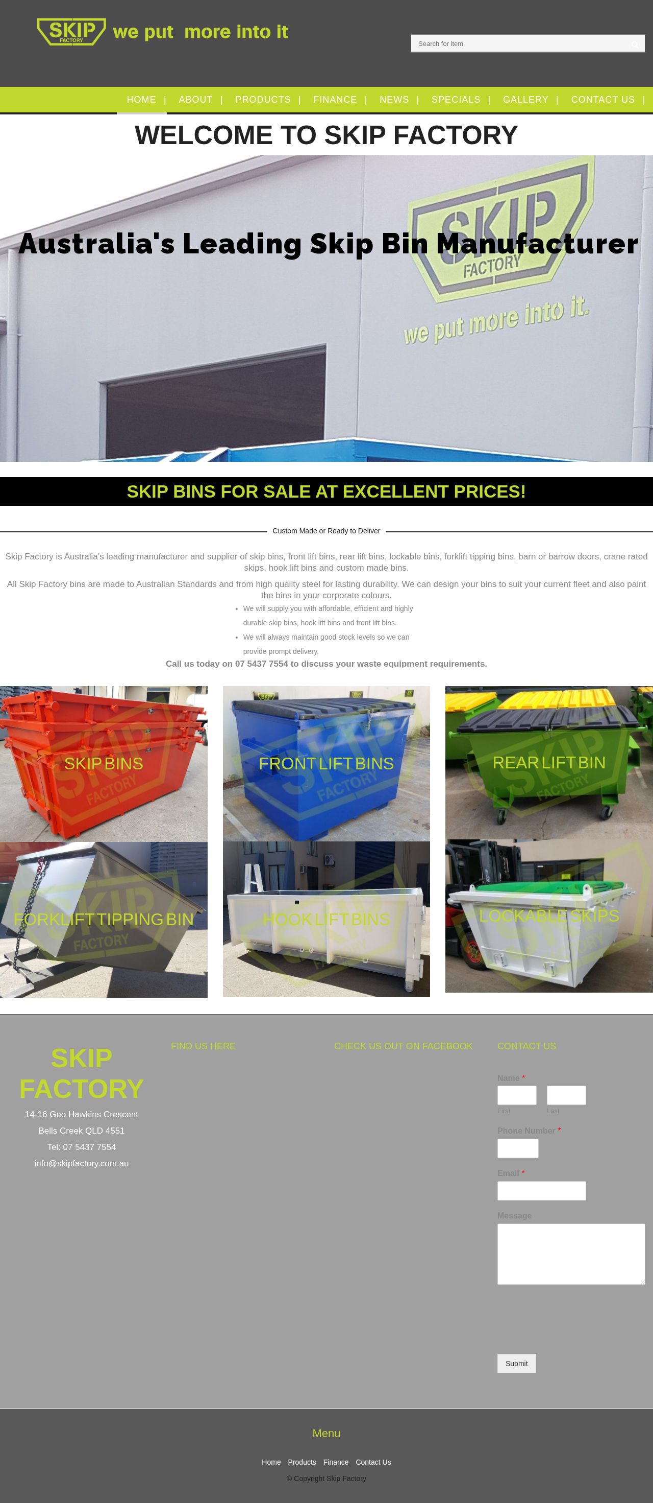 Skip Factory website