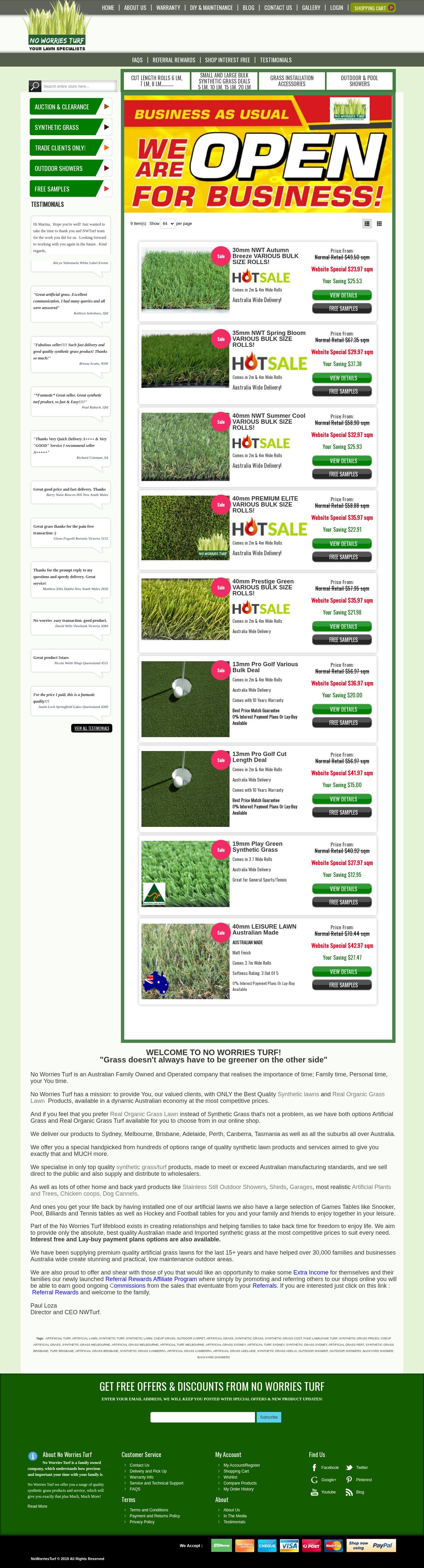 No Worries Turf website