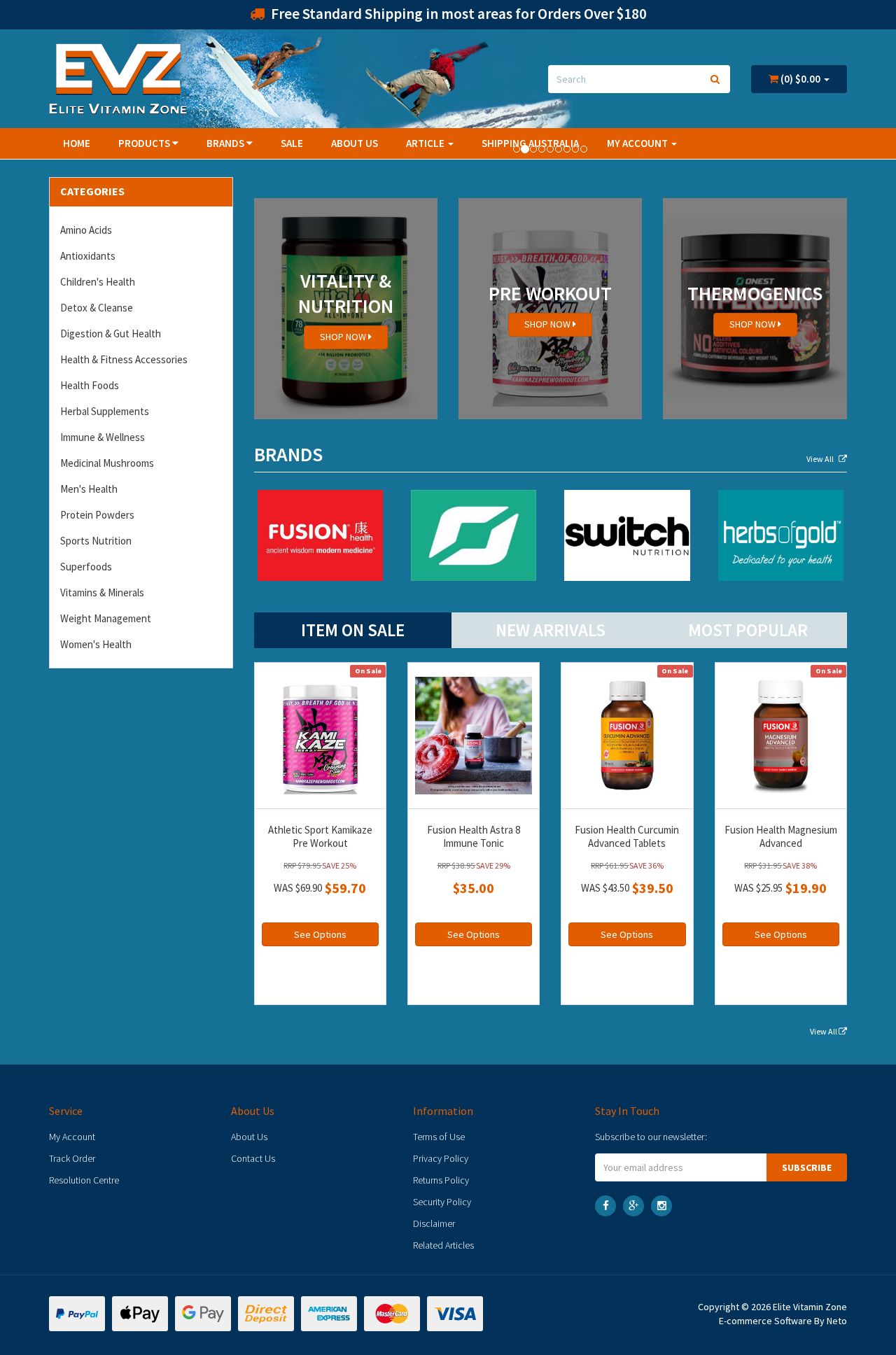 Elite Vitamin Zone website