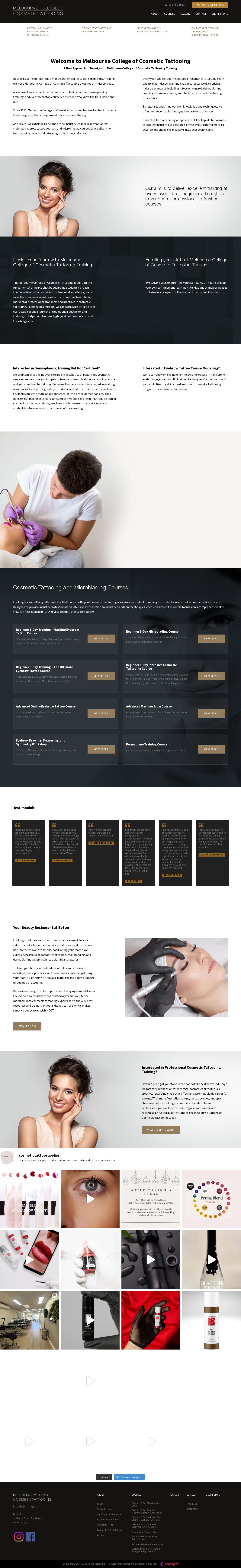 Meburne College of Cosmetic Tattoo website