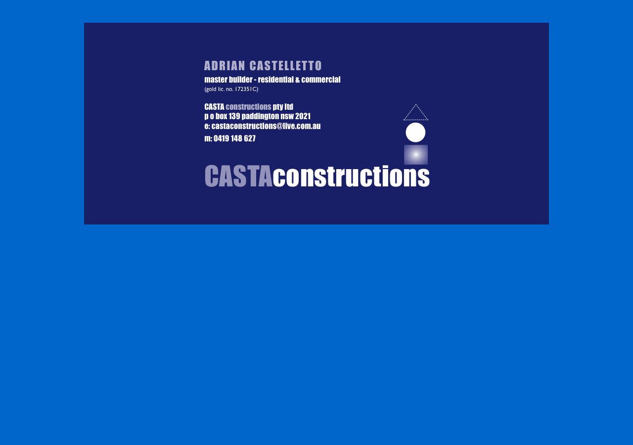 Casta Constructions Pty Ltd website