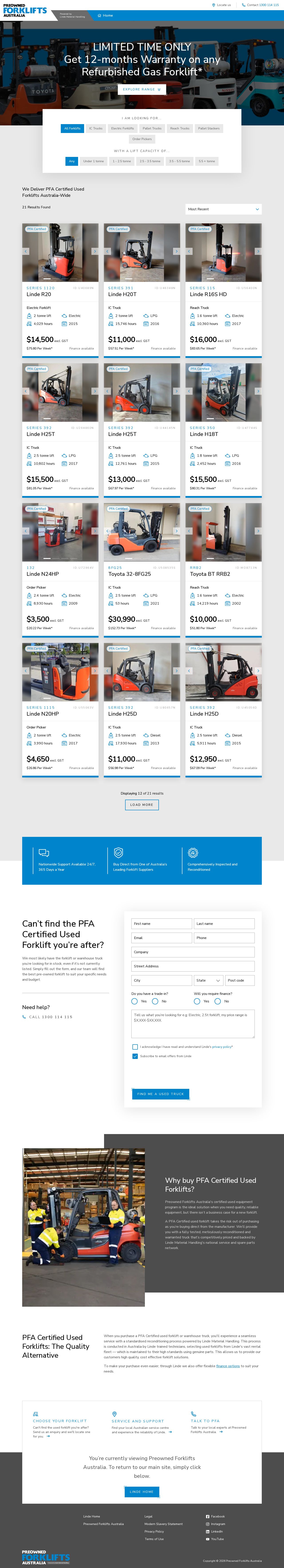 Preowned Forklifts Australia website