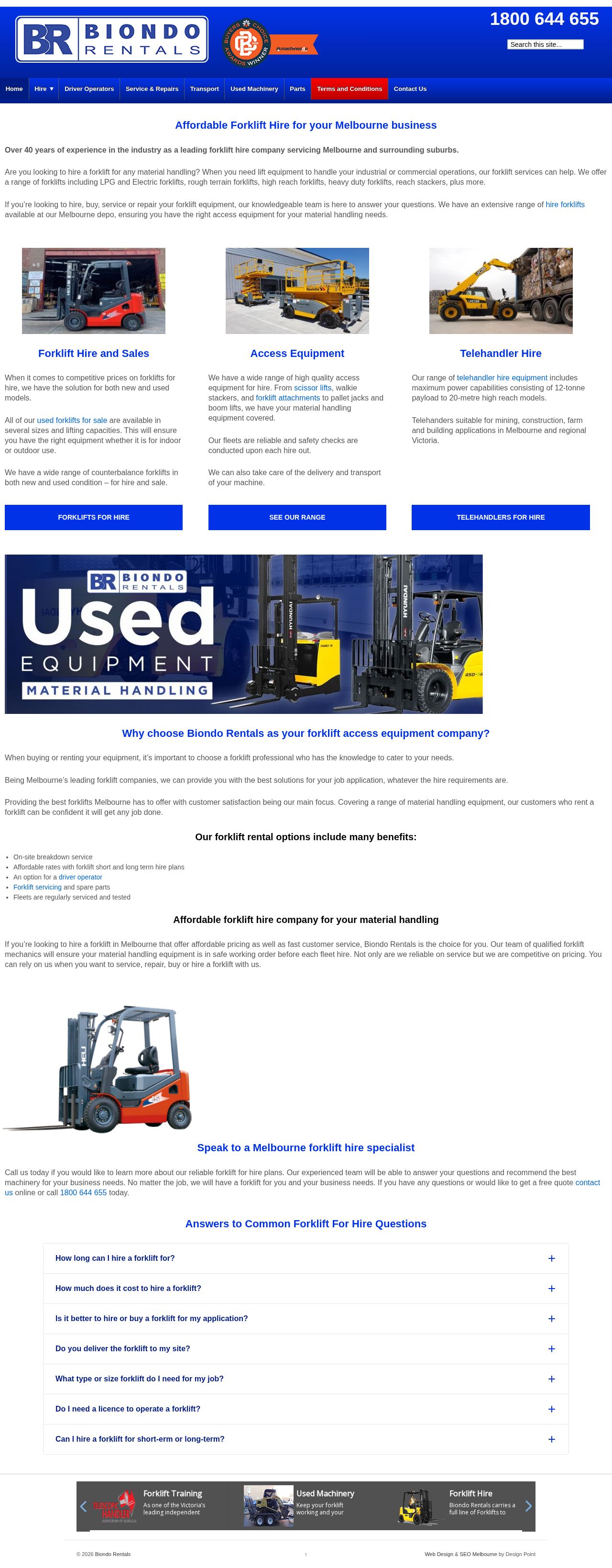 Biondo Rentals website