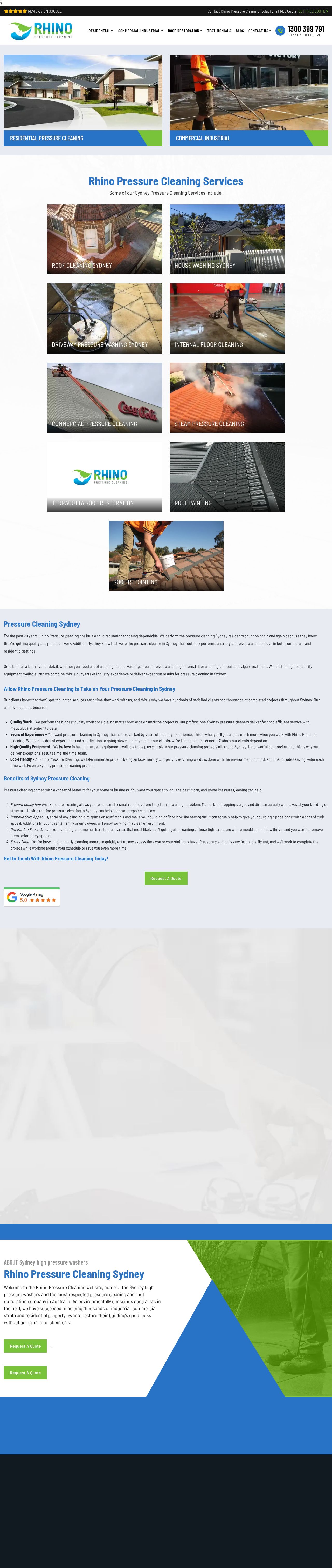 Rhino Pressure Cleaning website