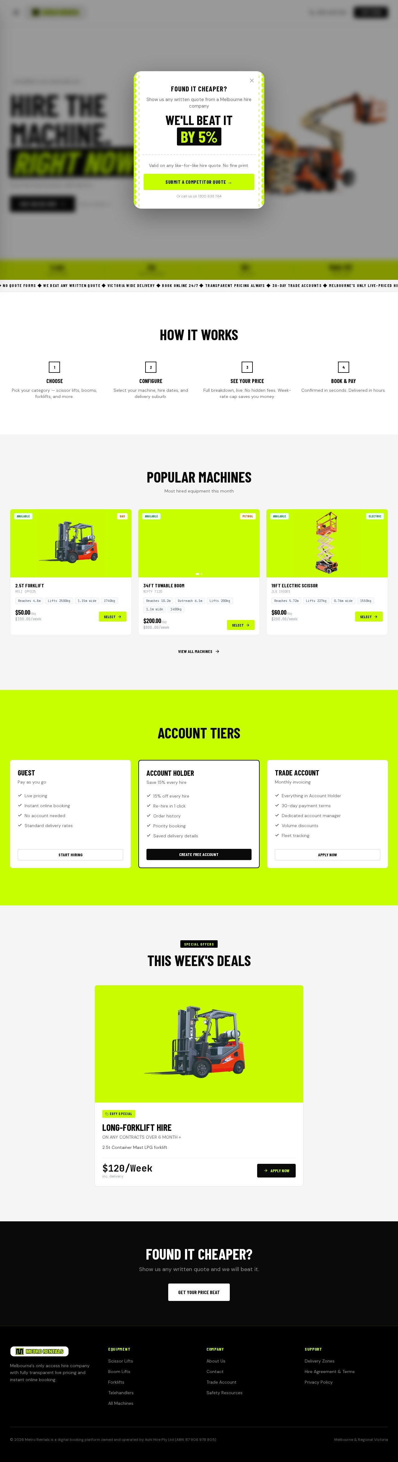 Metro Rentals website