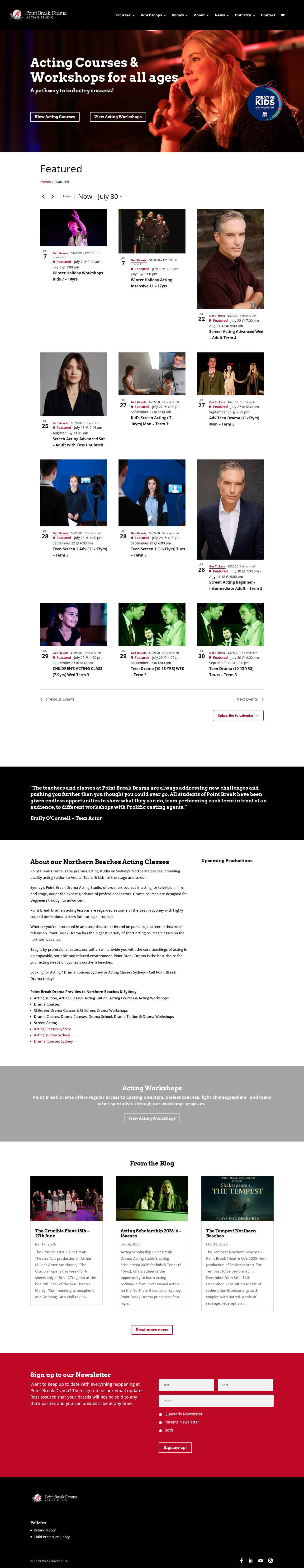 Acting Classes Sydney website