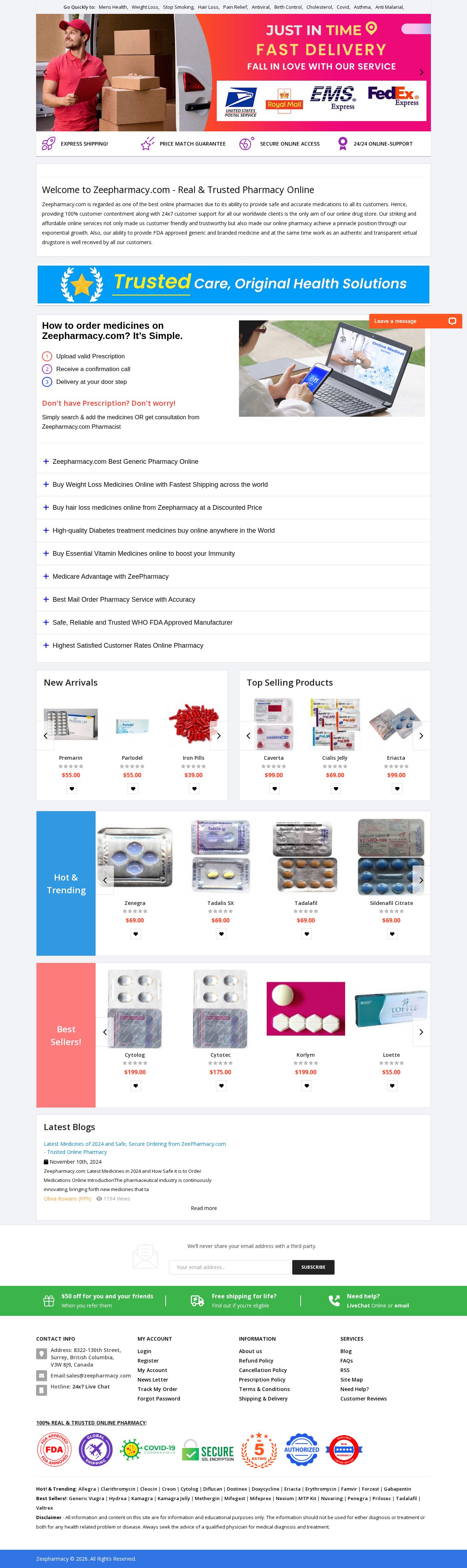 ZeePharmacy website