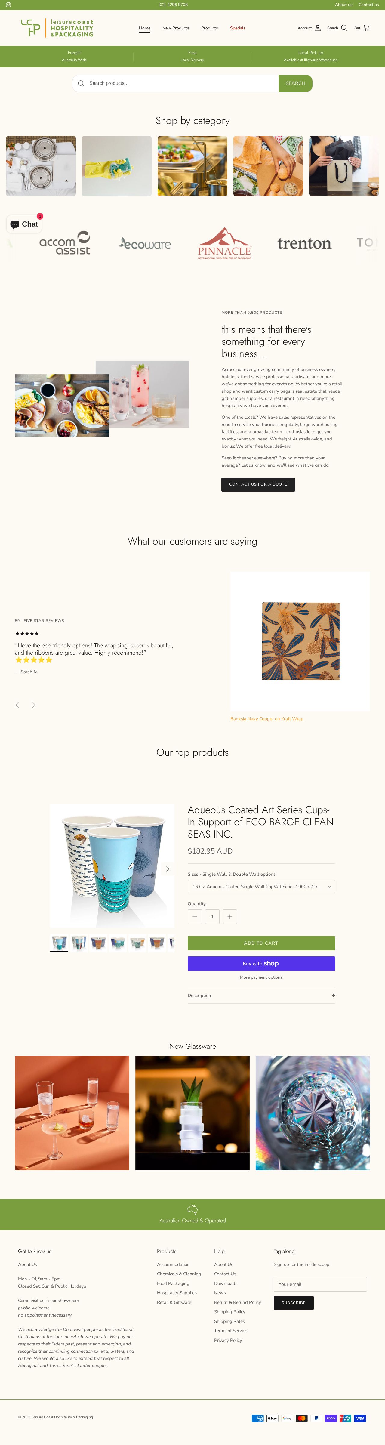 Leisure Coast Packaging Supplies website