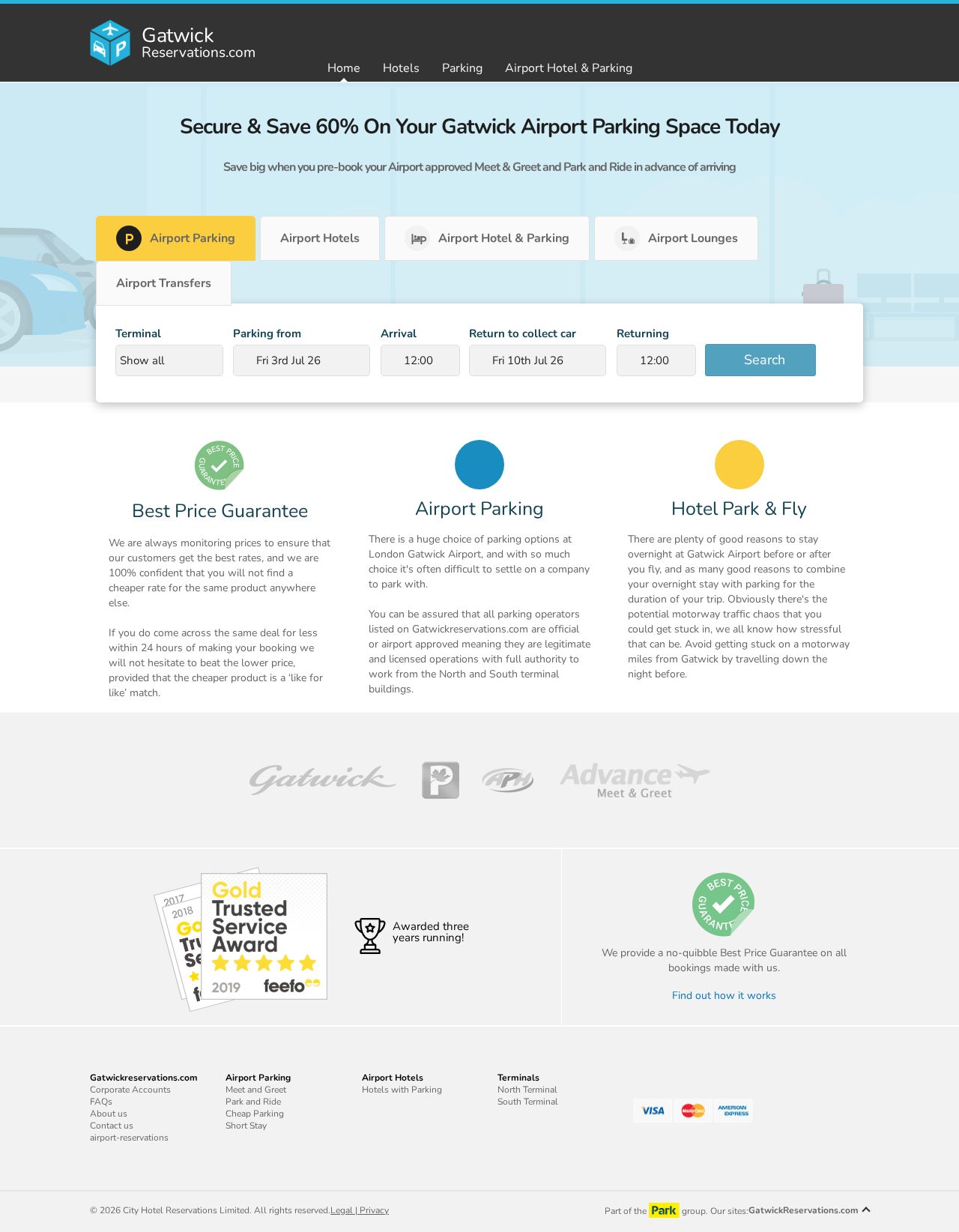 Gatwick hotel and parking website