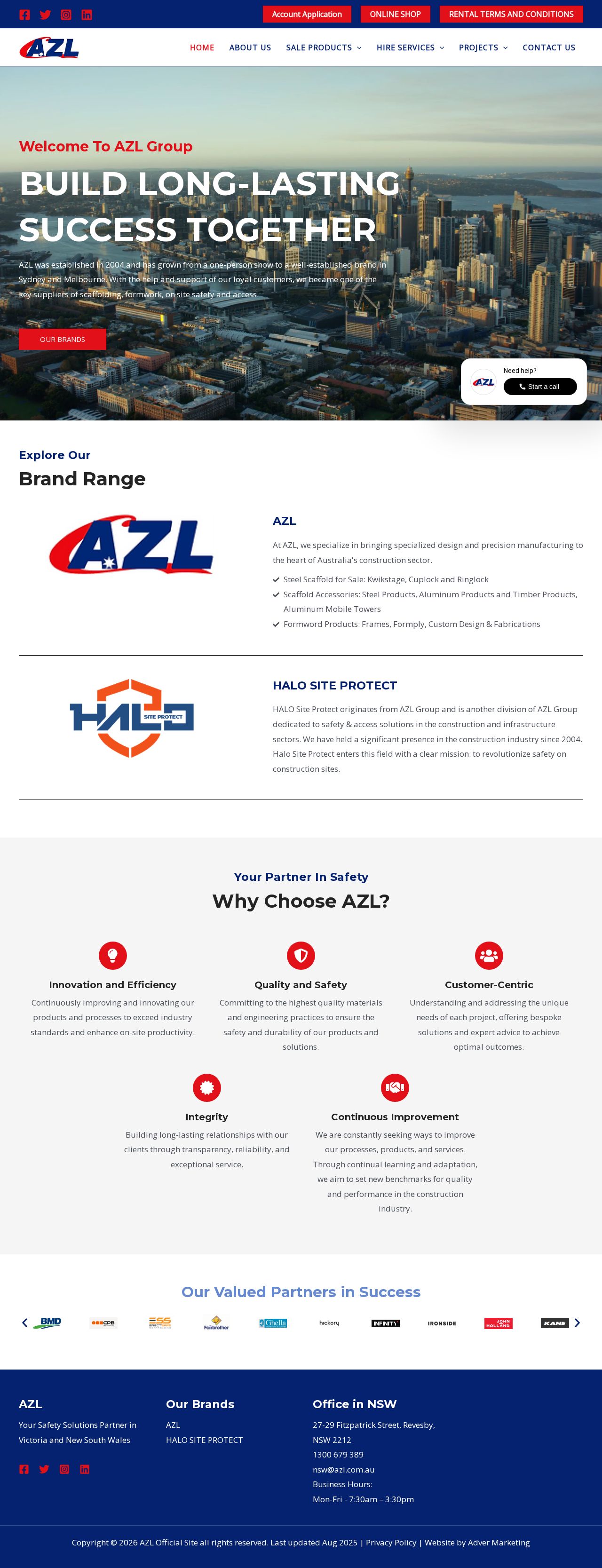 AZL Scaffold & Formwork Supply Melbourne website