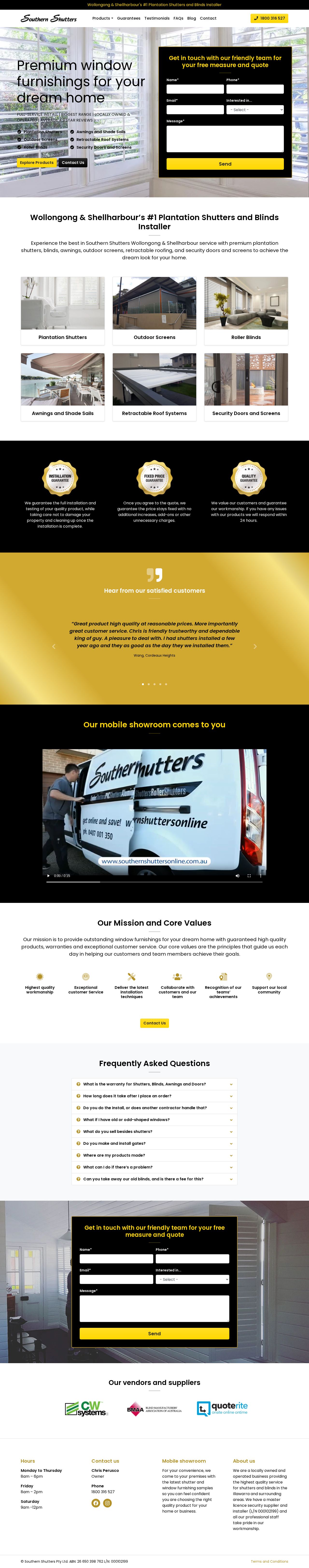 Southern Shutters website
