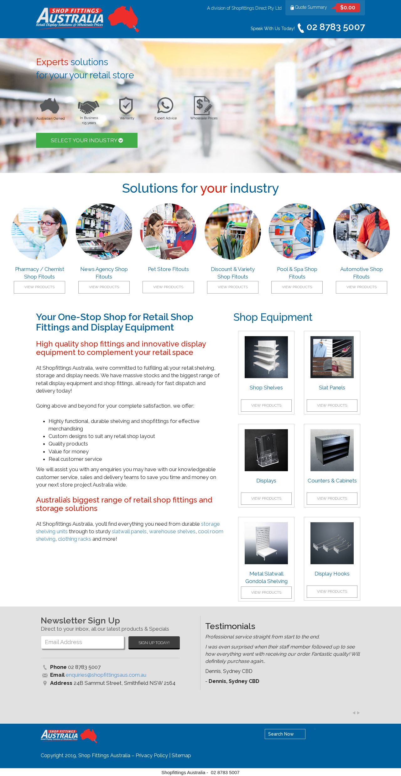 Shopfittings Australia website