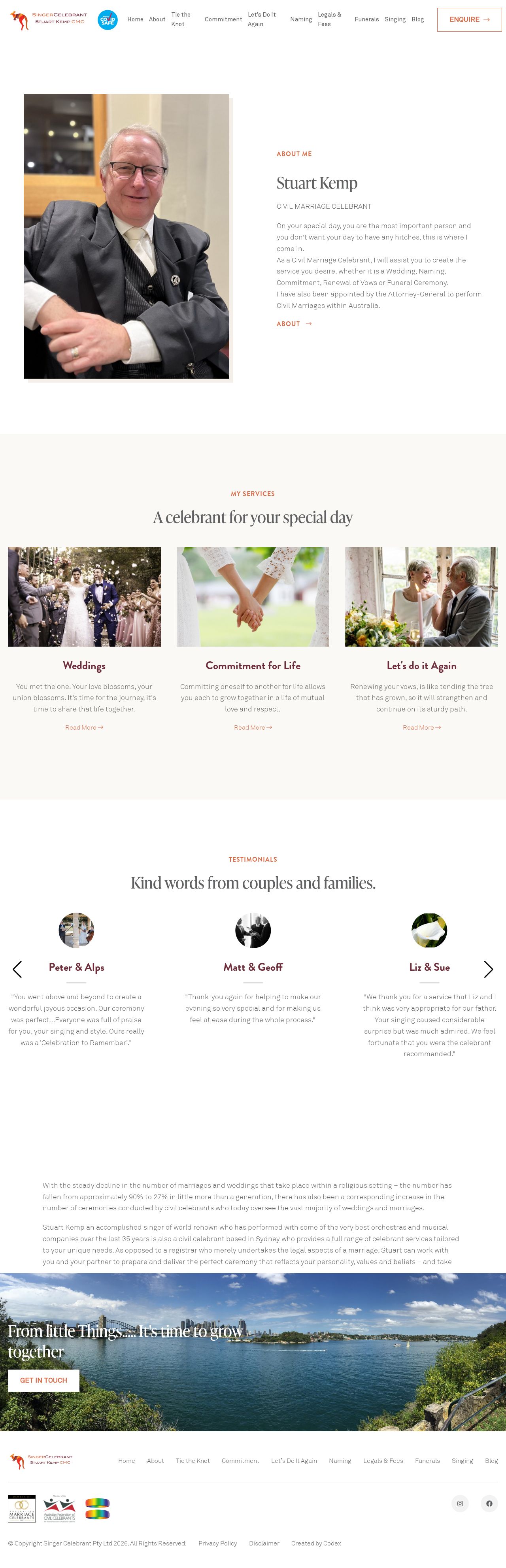 Civil Celebrant - Singer Celebrant website