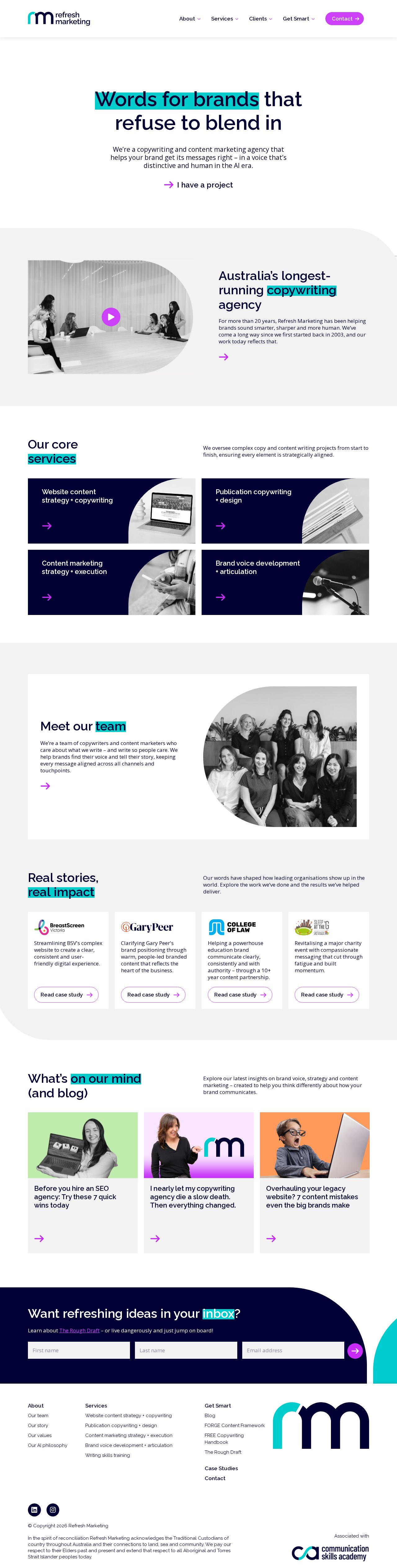 Refresh Marketing website