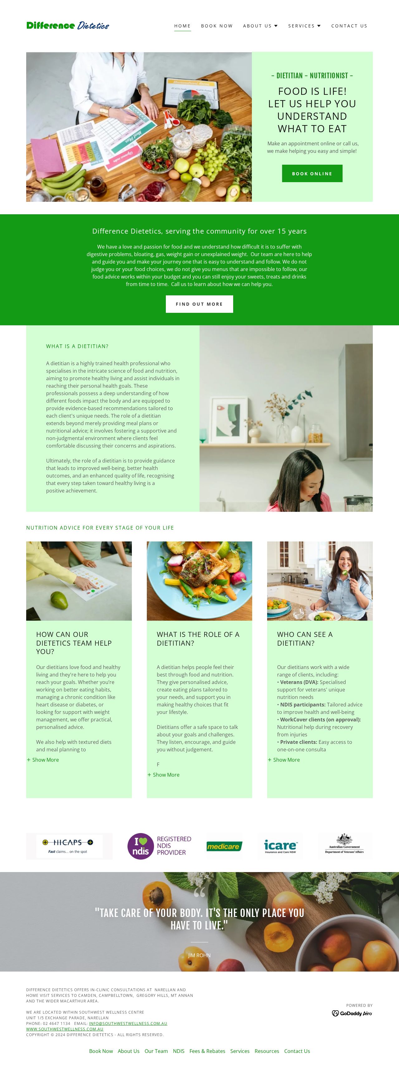 Difference Dietetics - Narellan dietitians website