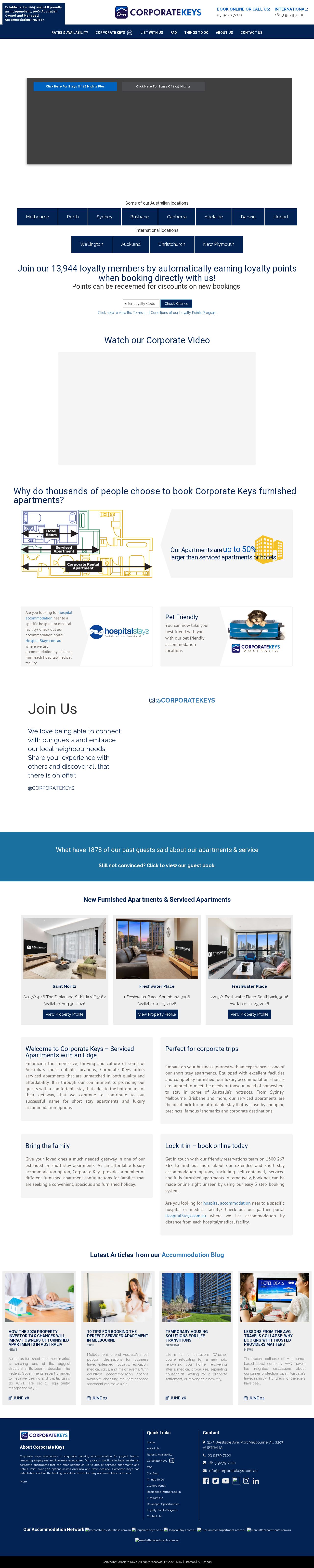 Serviced apartments Docklands website