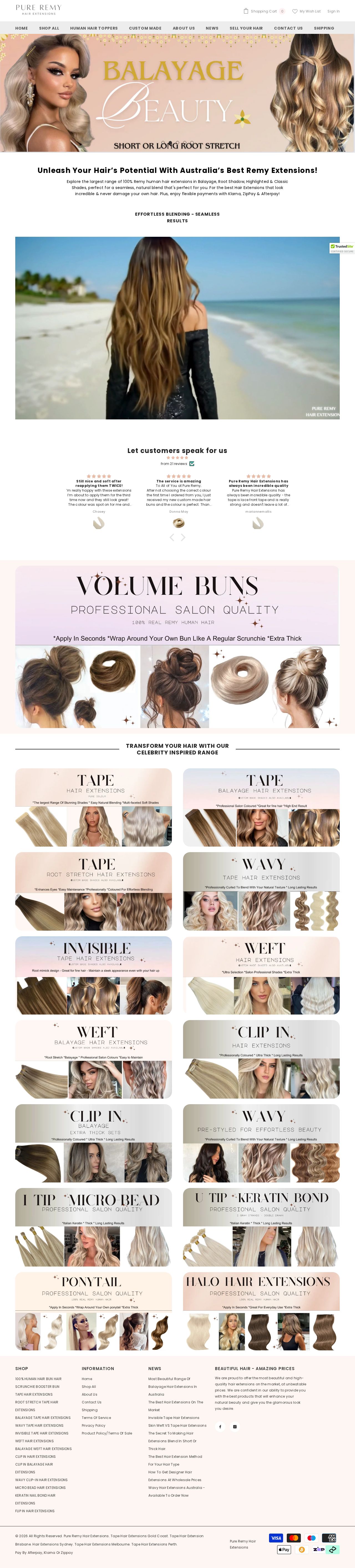 Pure Tape Hair Extensions Gold Coast website