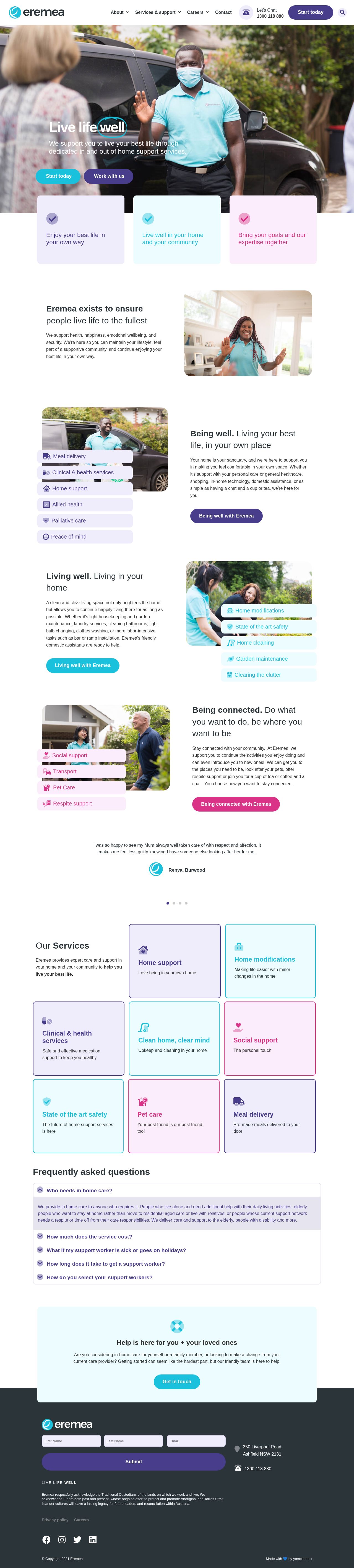 Eremea Home Care Services website