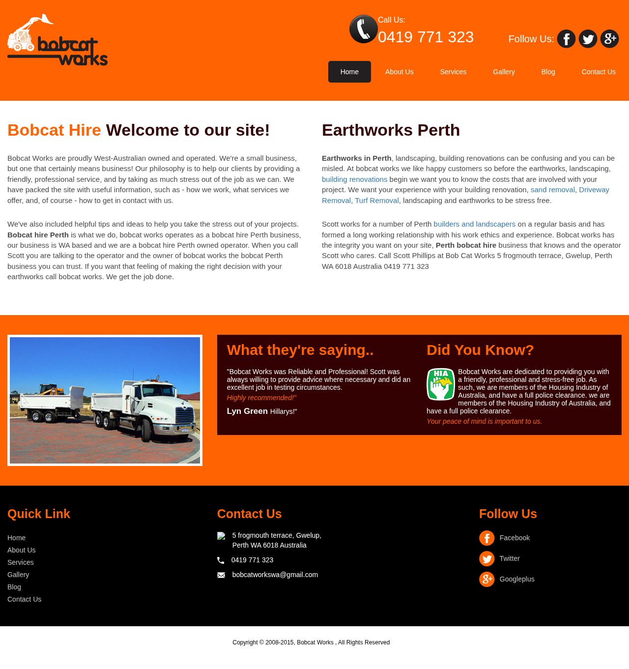 Bobcat Works - Bobcat Perth website