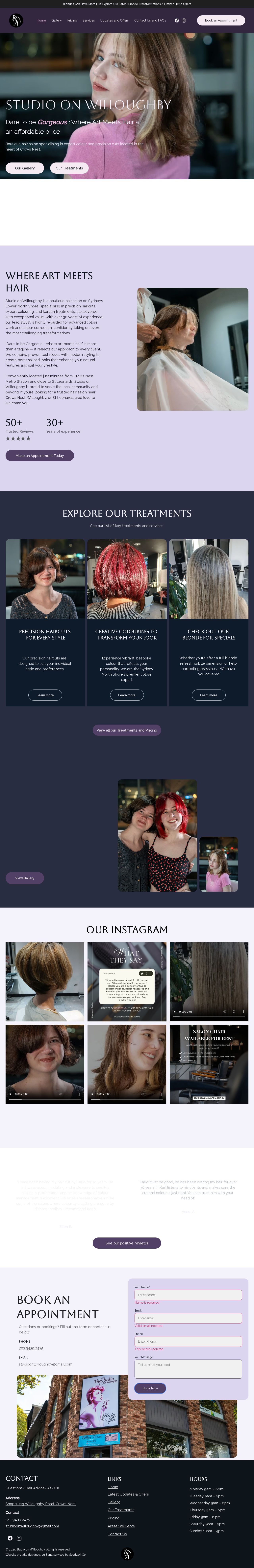 The Studio On Willoughby website