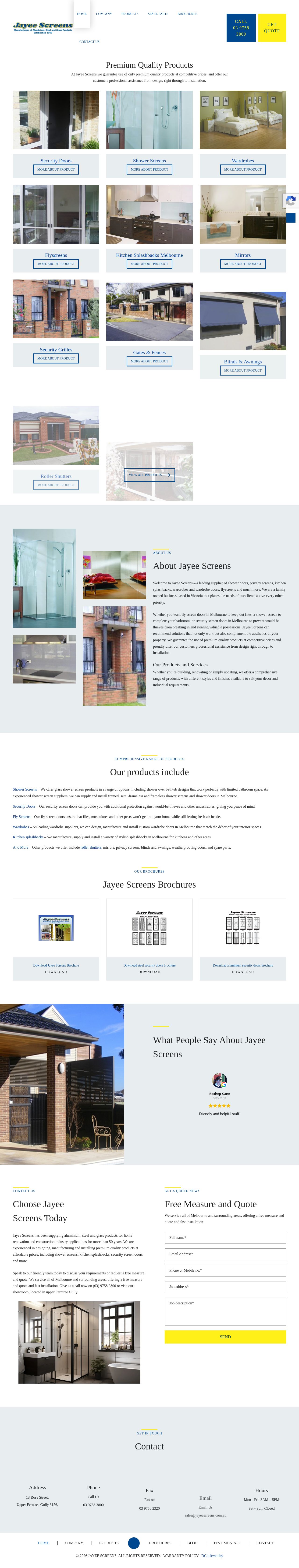 Jayee Screens website