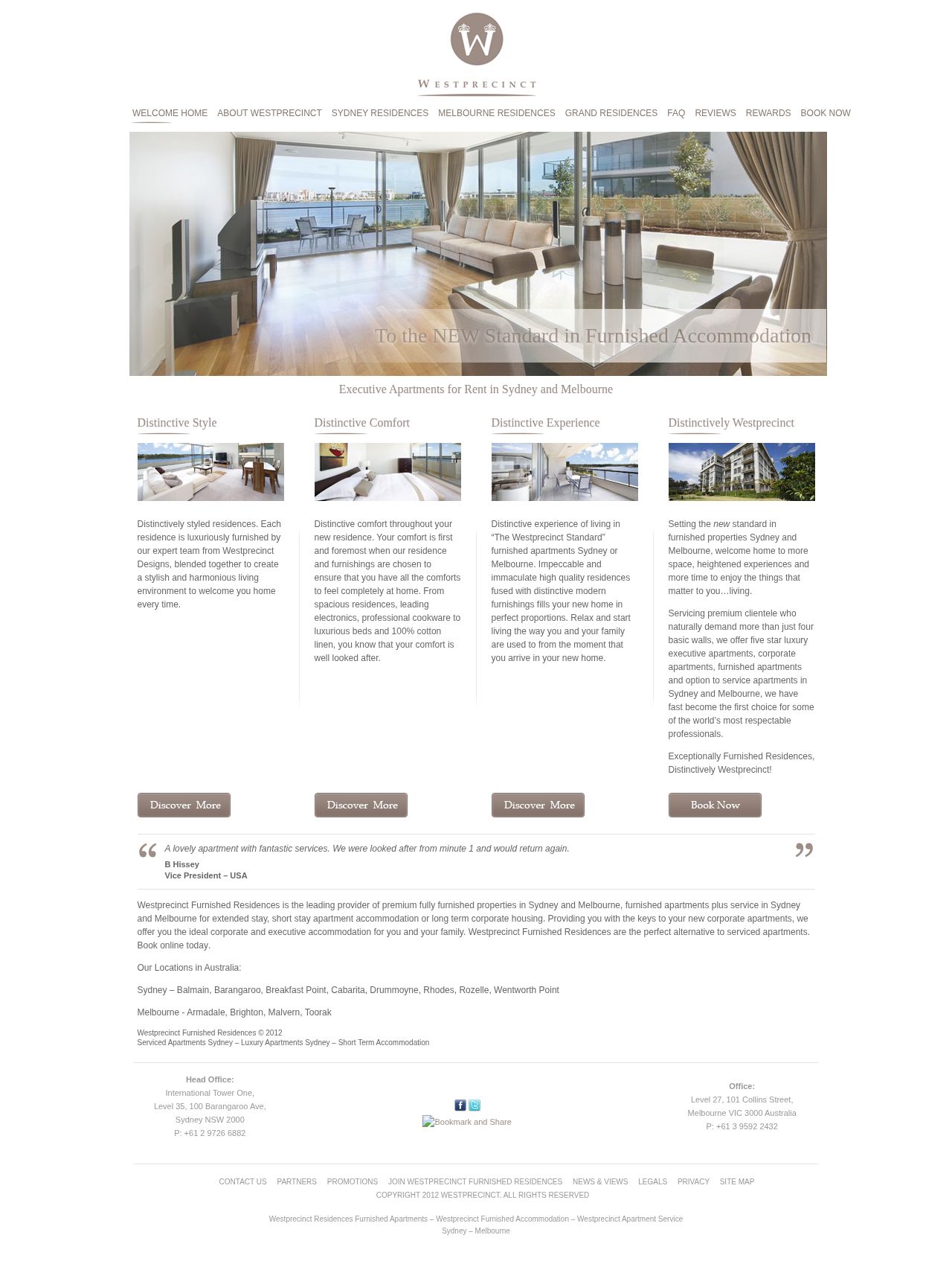 Westprecinct Furnished Residences website