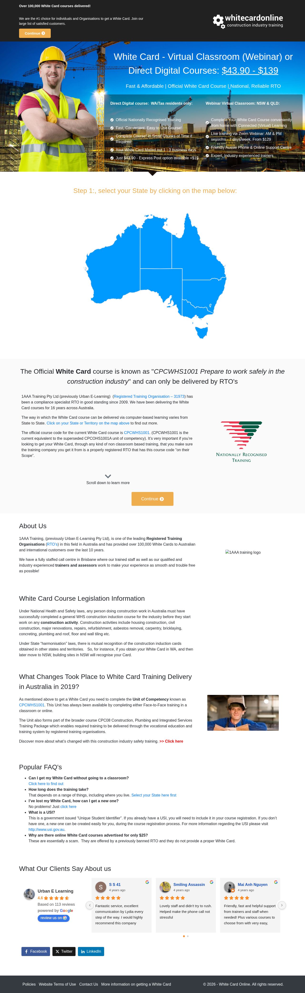 White Card Online website