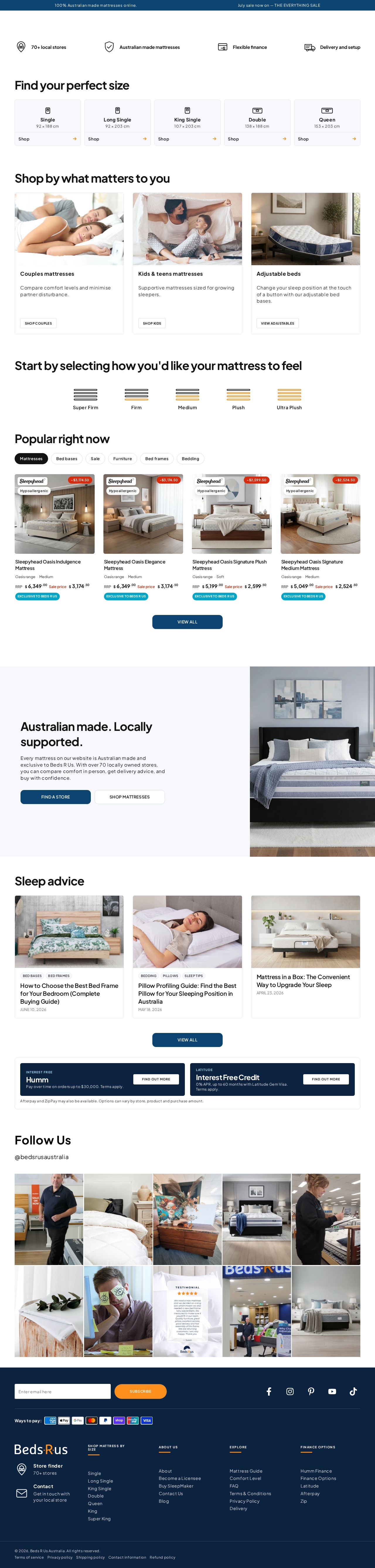 Beds R Us Capalaba website