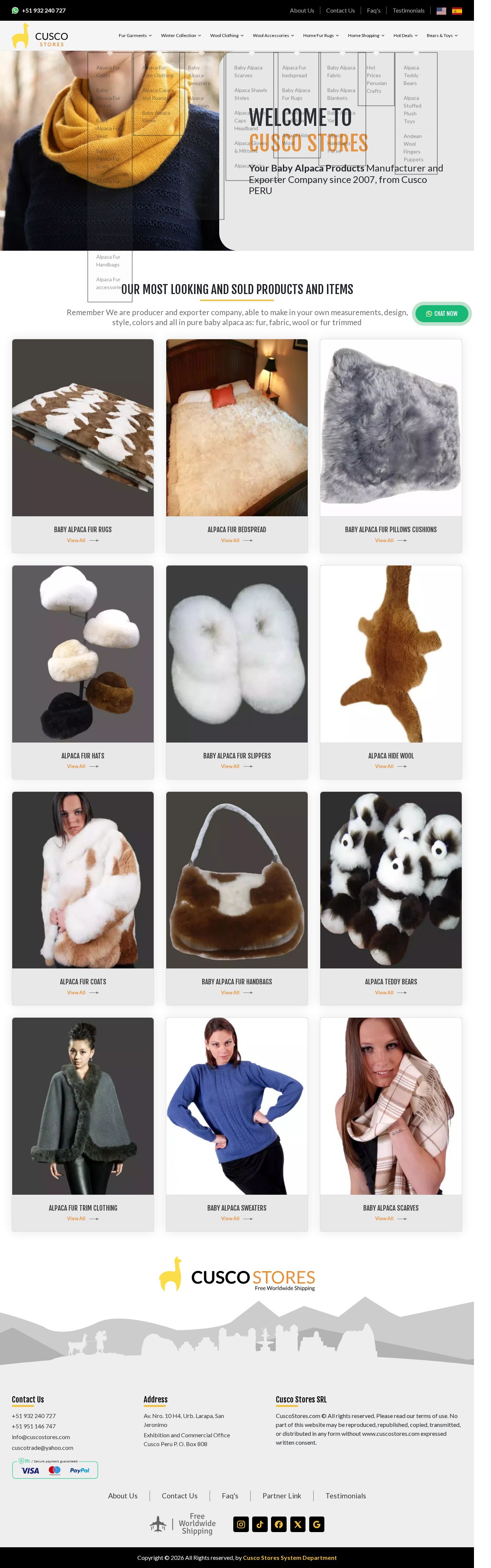 Alpaca Clothing & Accessories Supplier website