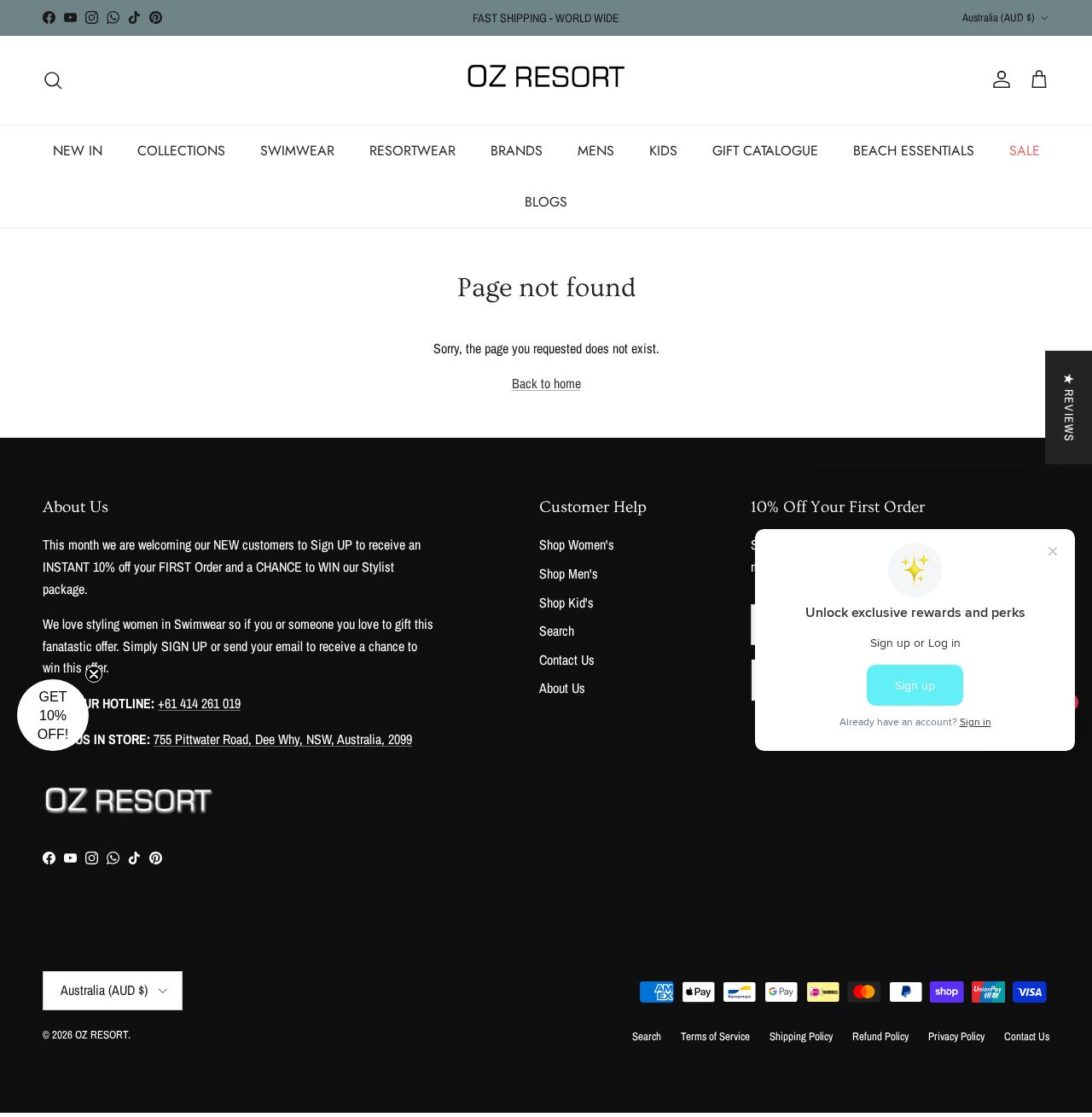 Oz Resort website