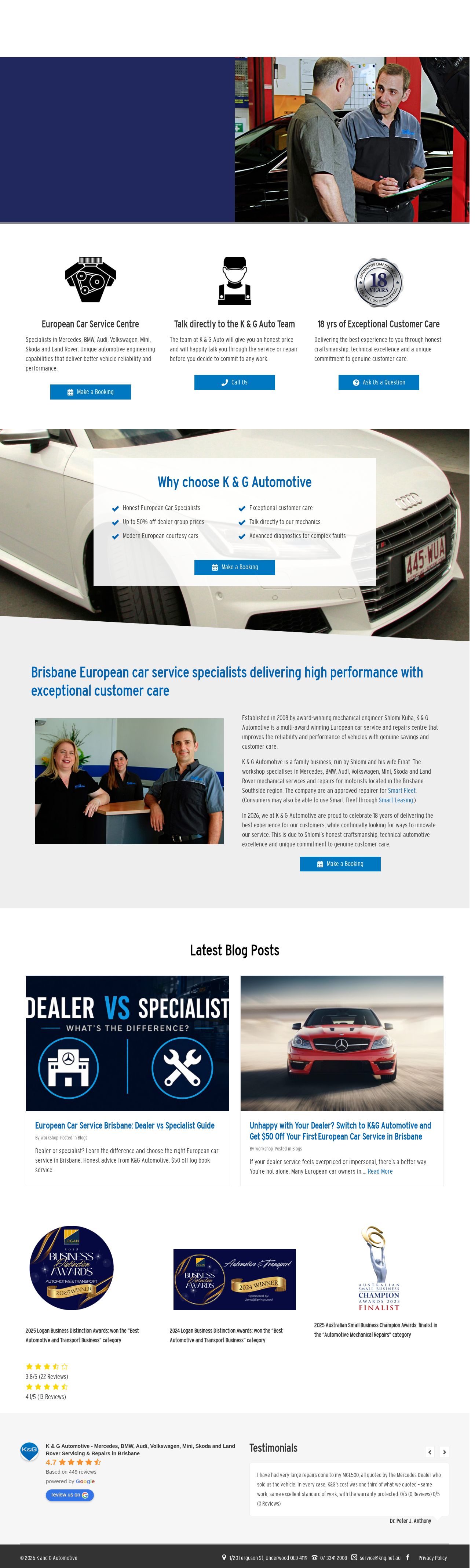 K & G Automotive Services website