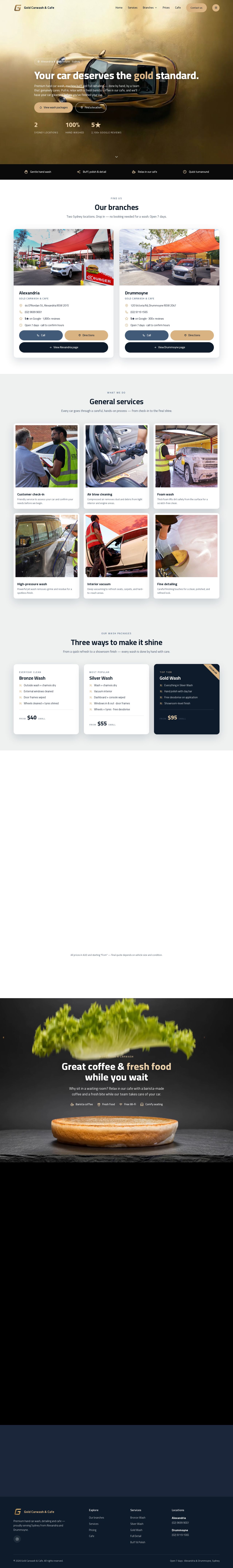 Gold Car Wash Cafe website