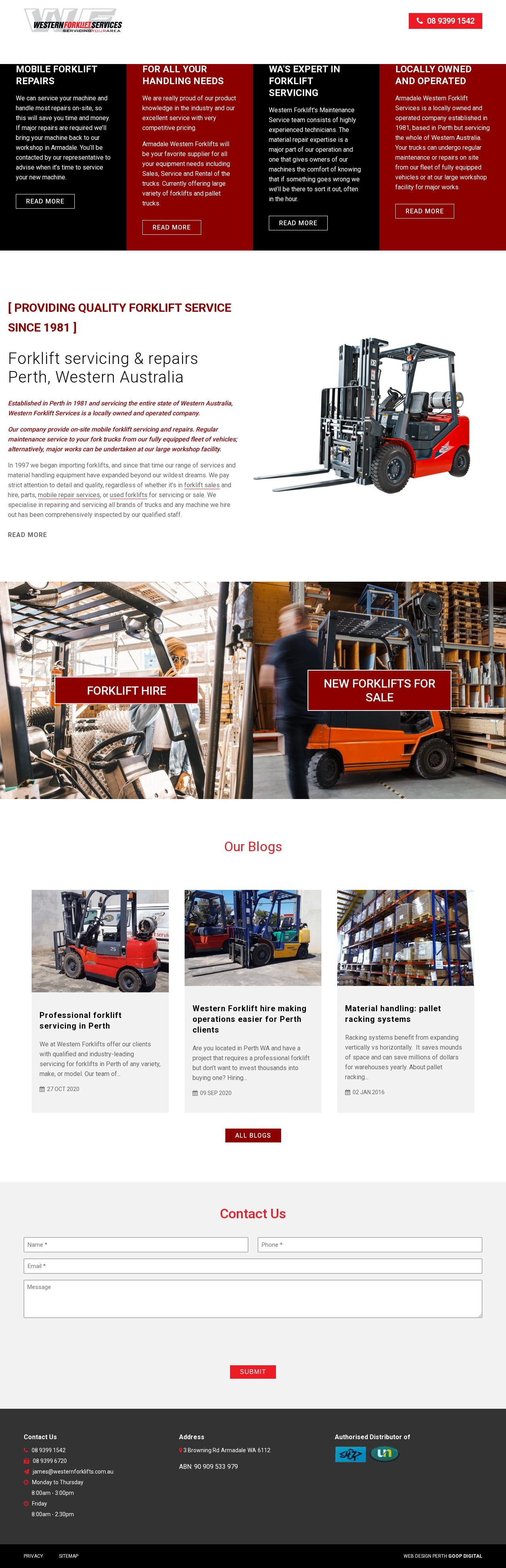 Western Forklifts website