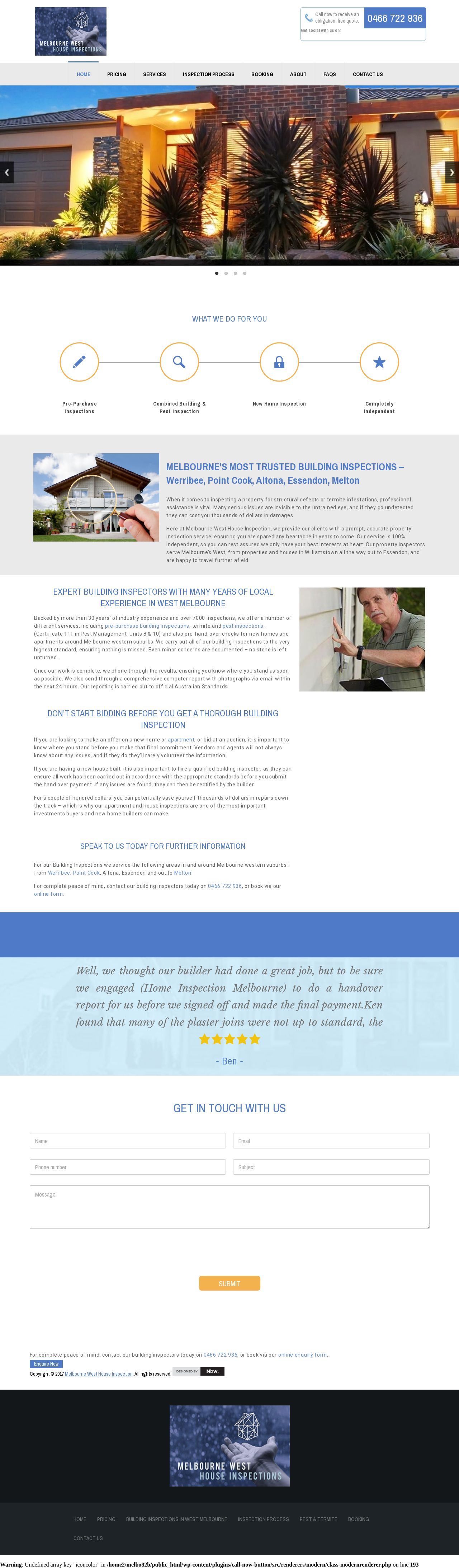 Melbourne West House Inspections website
