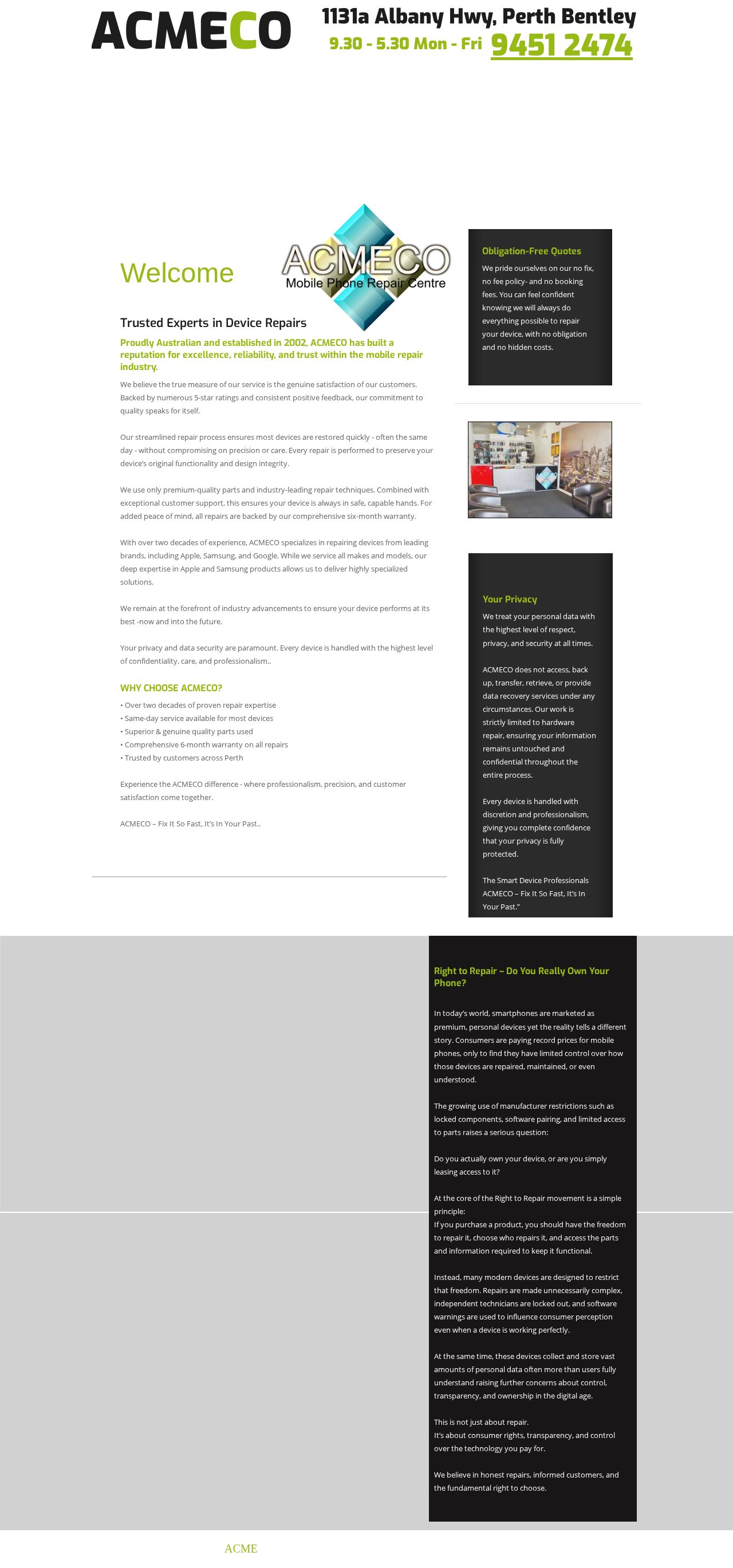 ACMECO website
