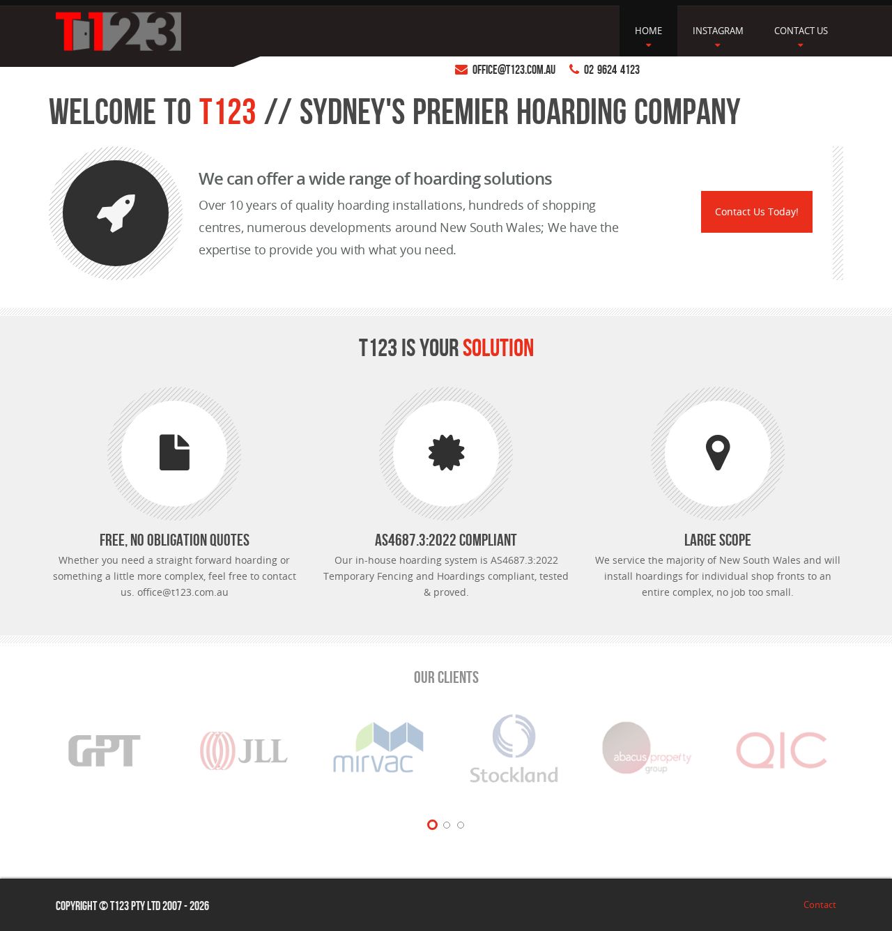 T123 (Hoarding) Pty Ltd website