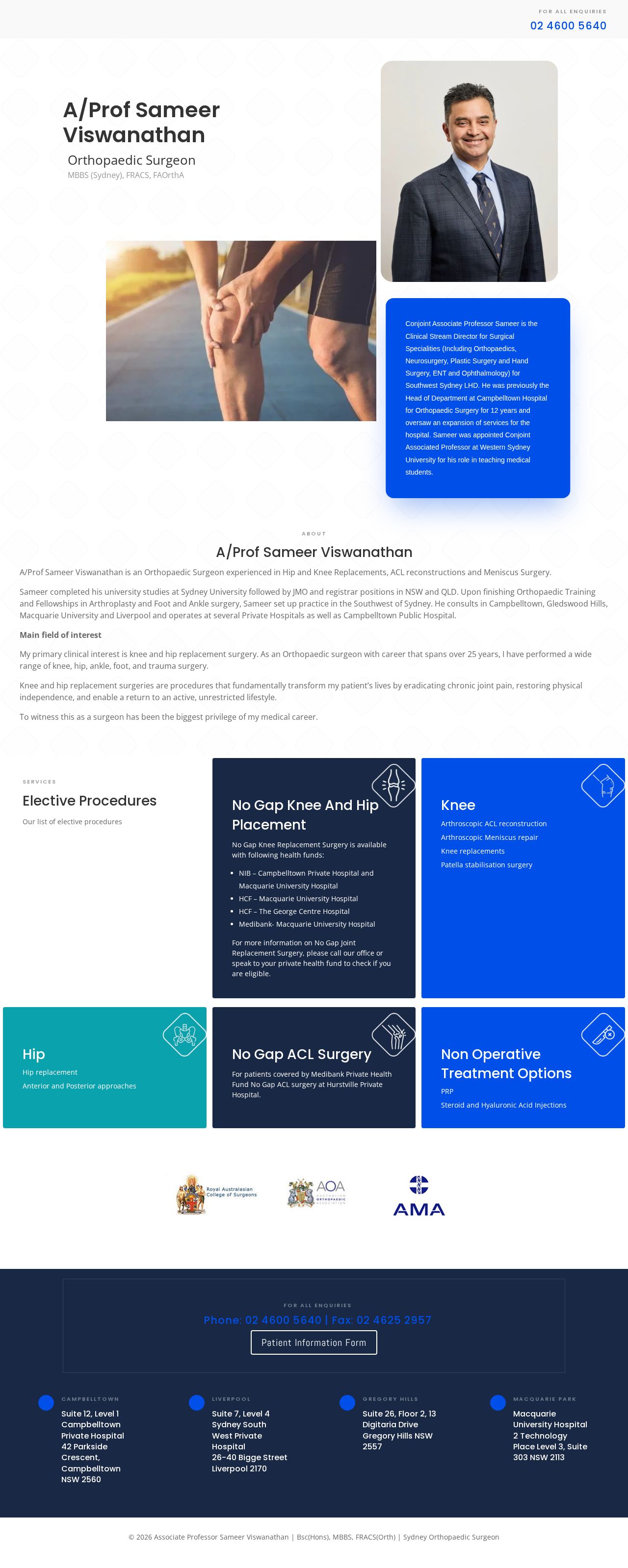Sydney Orthopaedic Surgeon - Dr Sameer Viswanathan website