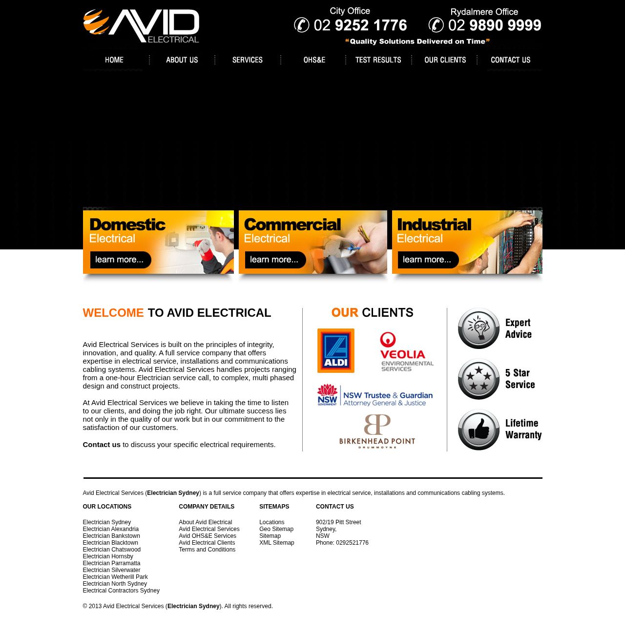 Avid Electrical website