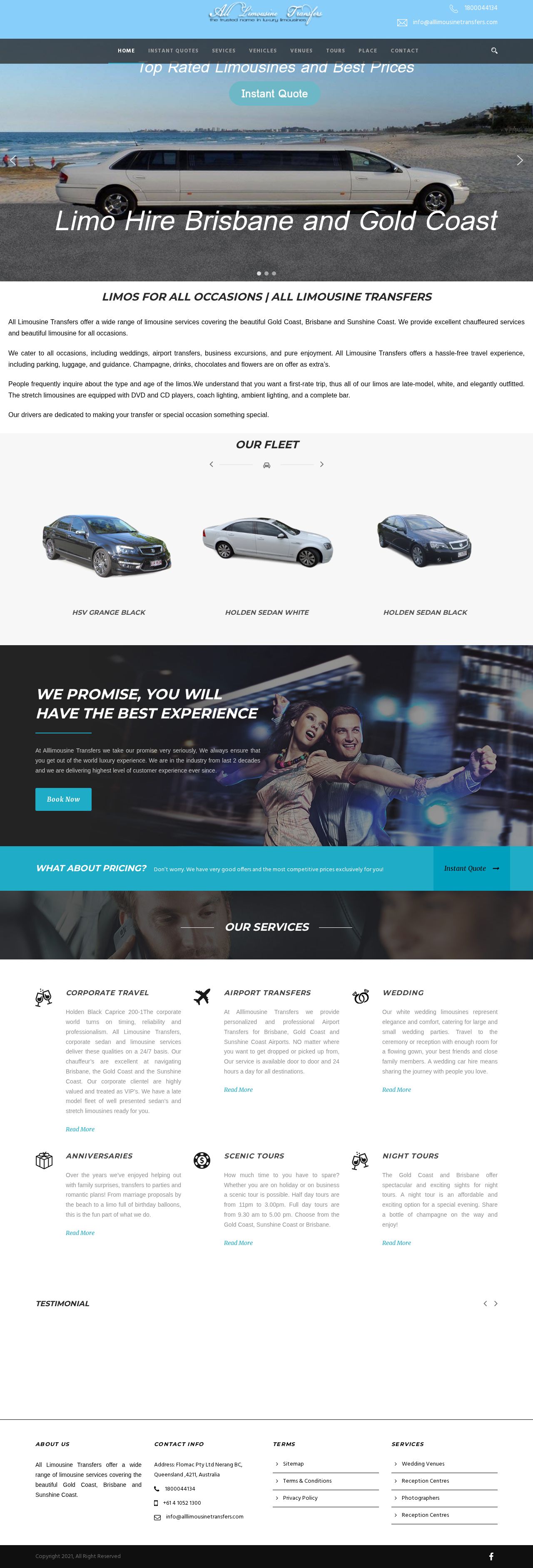 All Limousine Transfers website