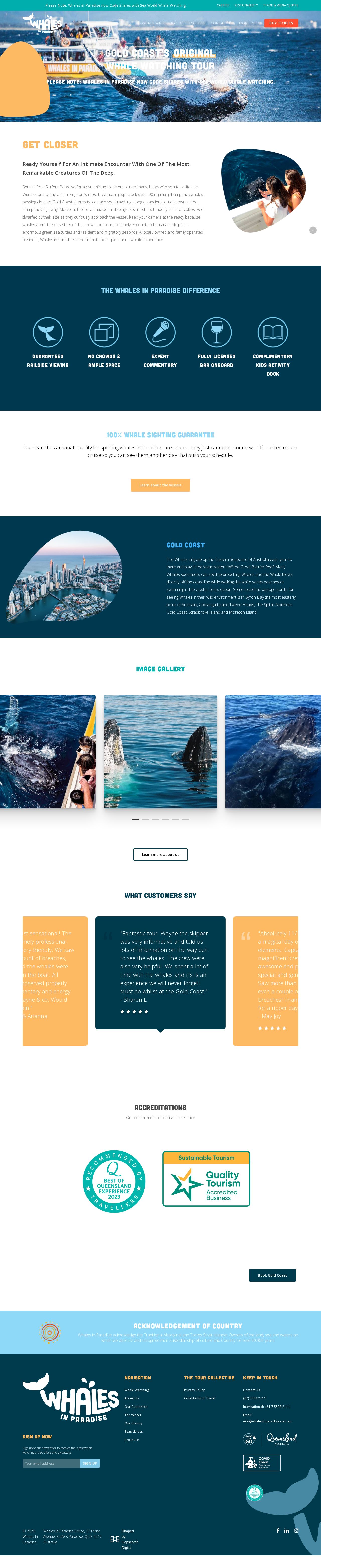 Whales in Paradise website