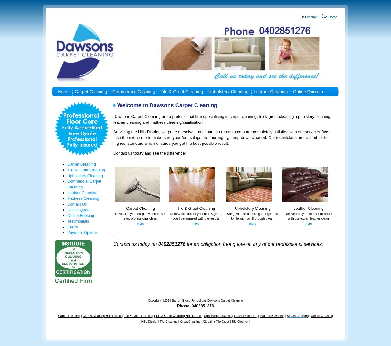 Dawsons Carpet Cleaning website