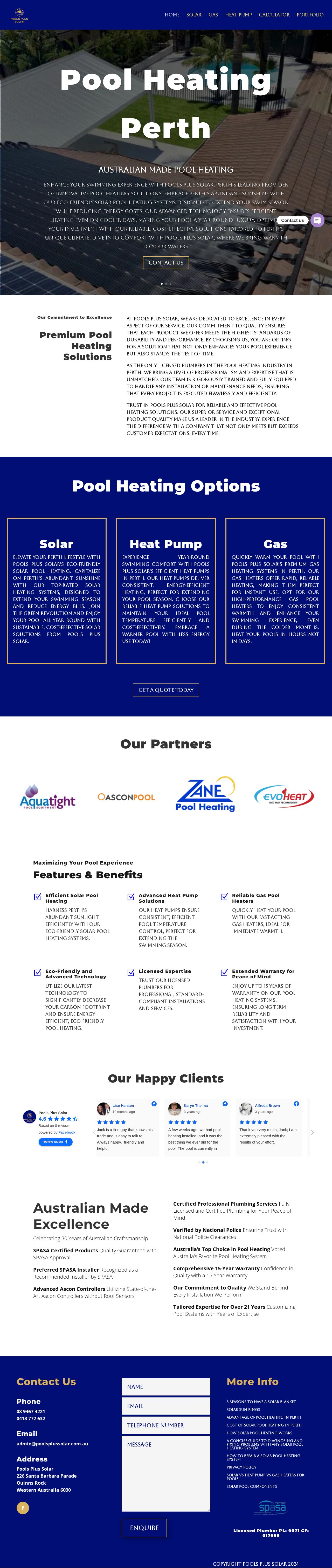 Pools Plus Solar website