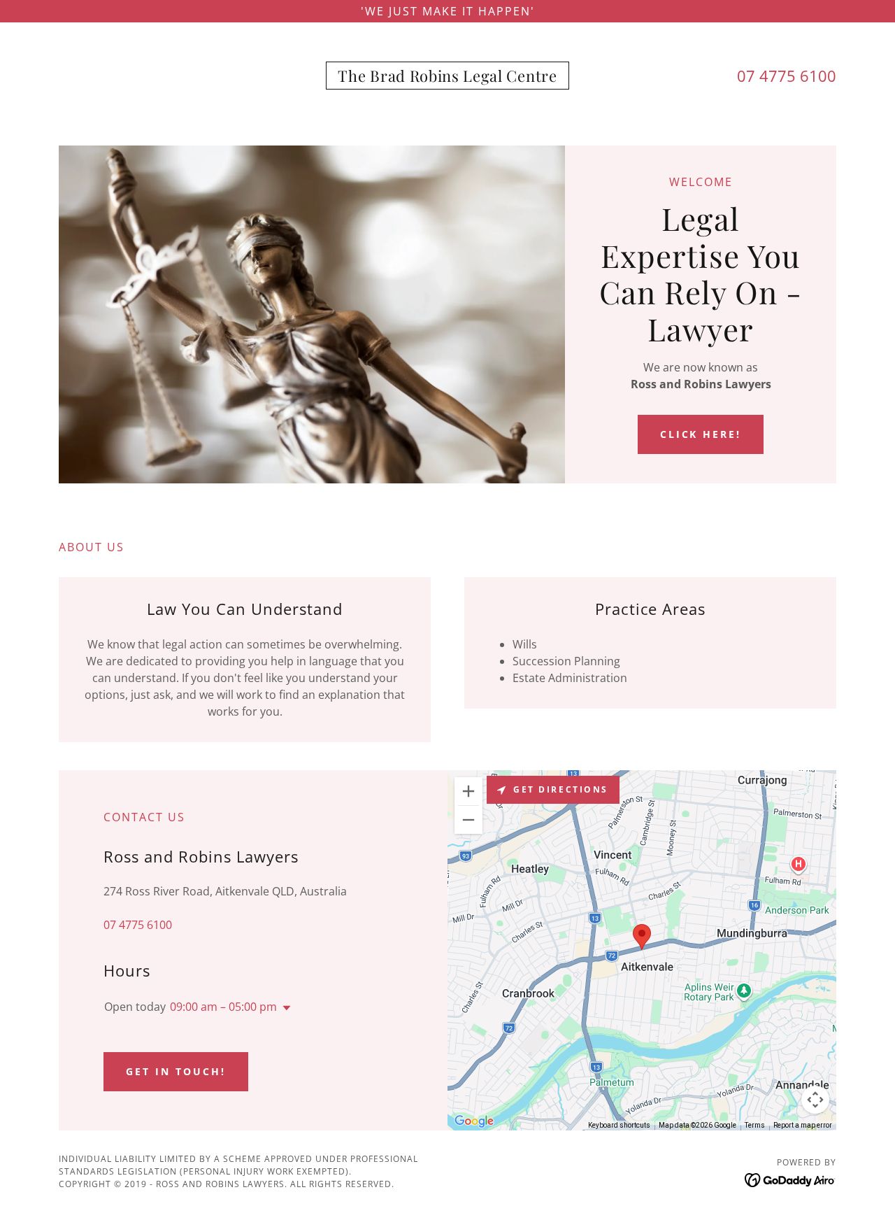 Brad Robins Legal Centre website