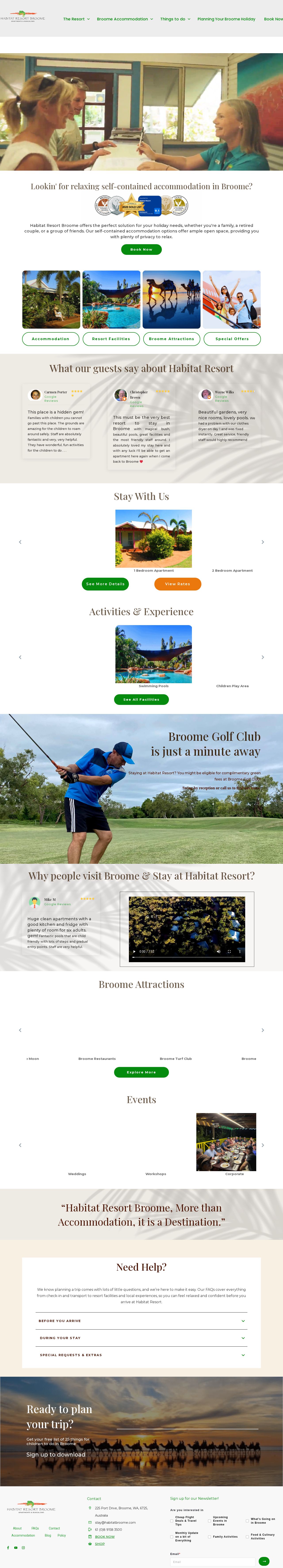 Habitat Resort Broome website