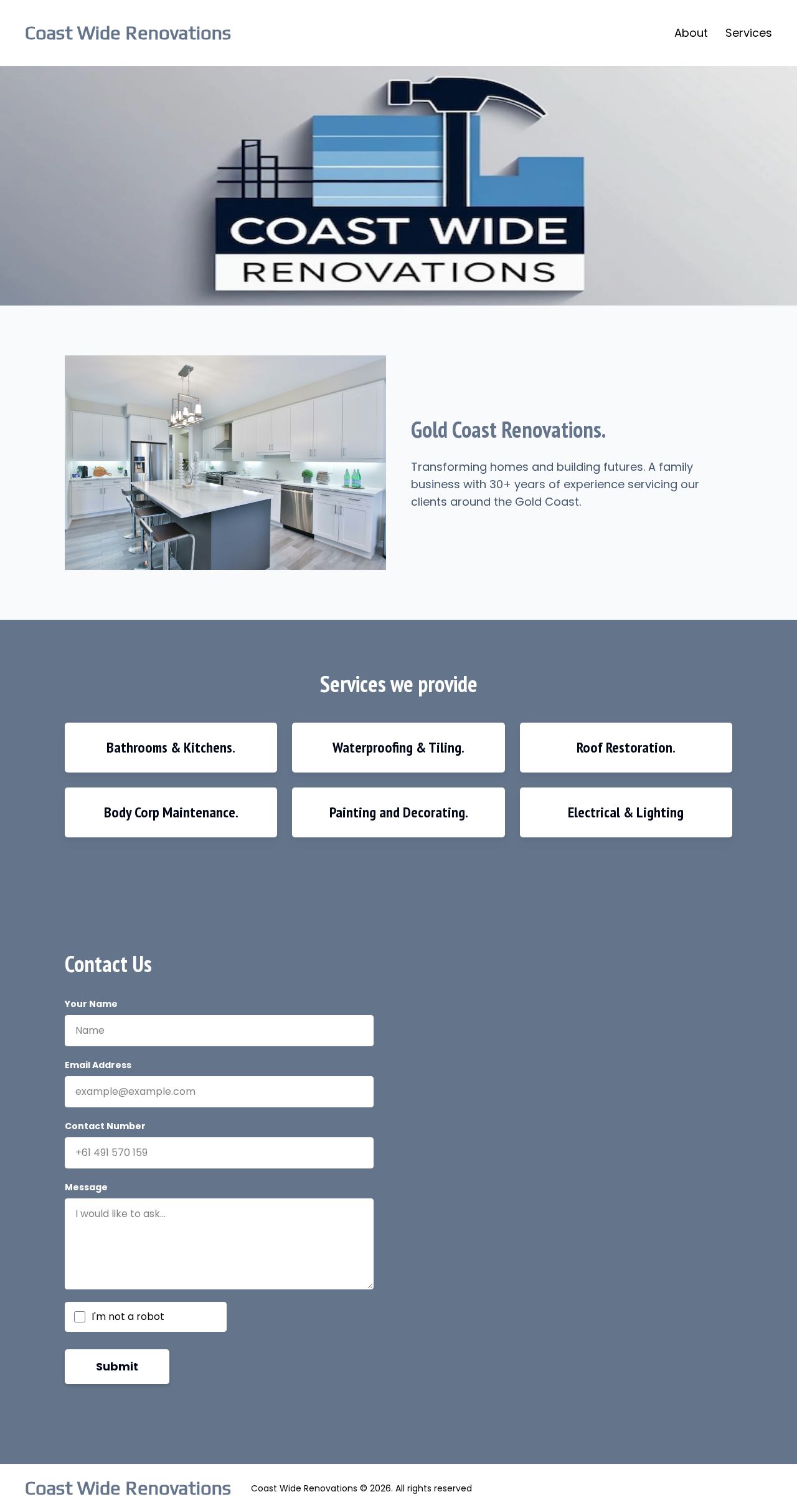 Coast Wide Renovations website
